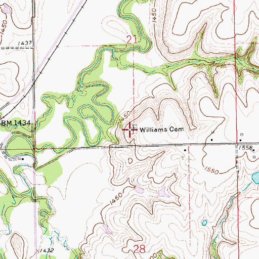 Topographic Map of Williams Cemetery, NE
