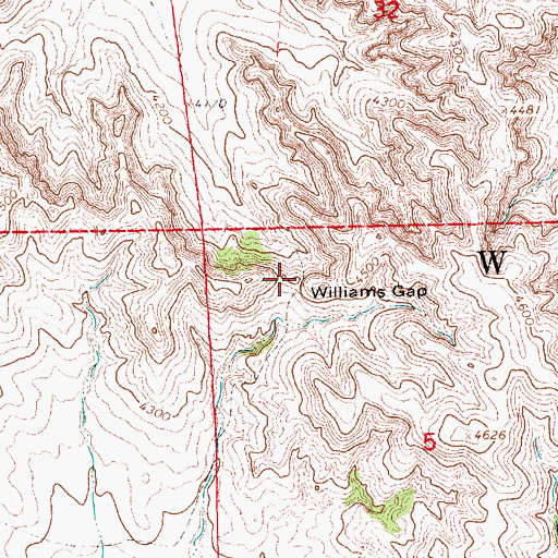 Topographic Map of Williams Gap, NE