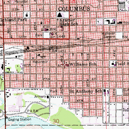 Topographic Map of Williams Elementary School, NE