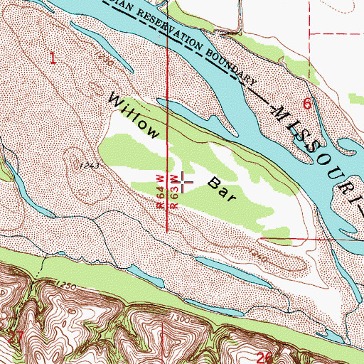 Topographic Map of Willow Bar, NE