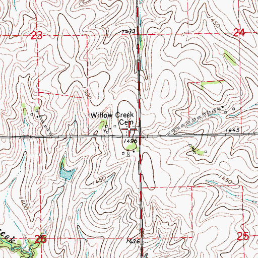 Topographic Map of Willow Creek Cemetery, NE