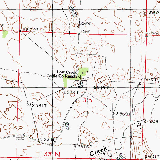 Topographic Map of Lost Creek Cattle Company Ranch, NE
