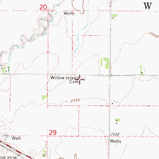 Topographic Map of Willow Island Cemetery, NE