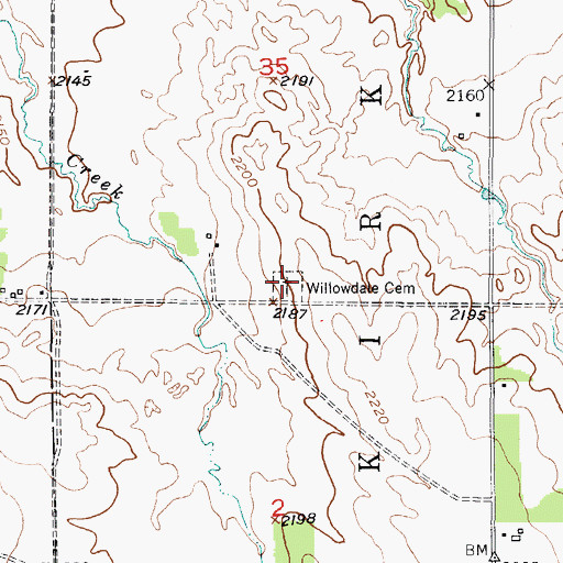 Topographic Map of Willowdale Cemetery, NE