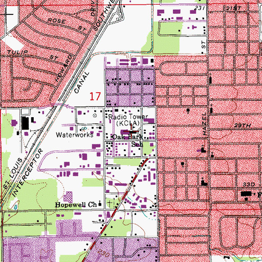 Topographic Map of Oak Park Elementary School, AR