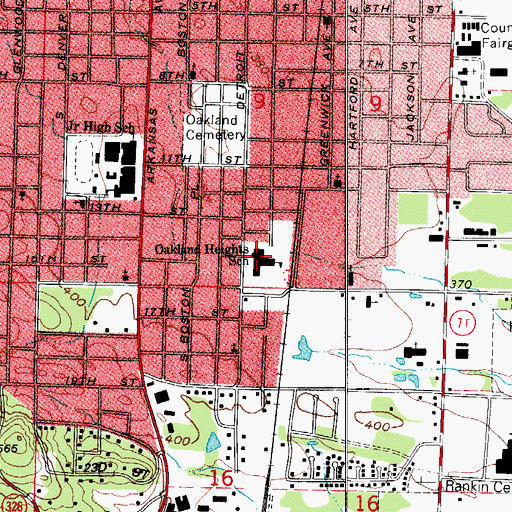 Topographic Map of Oakland Heights Elementary School, AR