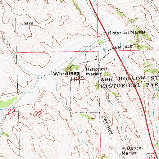Topographic Map of Windlass Hill, NE