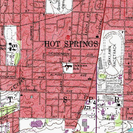 Topographic Map of Oaklawn Elementary School, AR