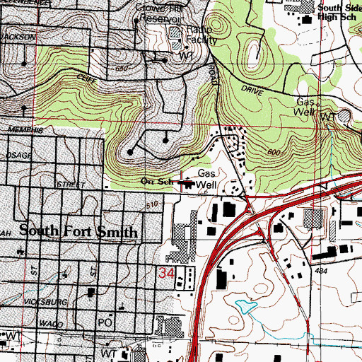 Topographic Map of Raymond Orr Elementary School, AR