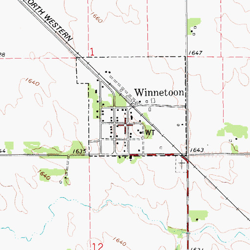 Topographic Map of Winnetoon, NE