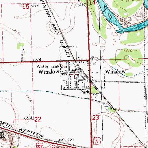 Topographic Map of Winslow, NE