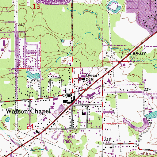 Topographic Map of L L Owen Elementary School, AR