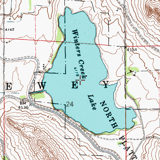 Topographic Map of Winters Creek Lake, NE