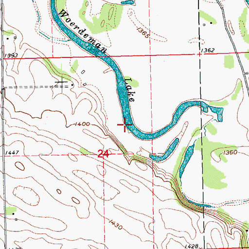 Topographic Map of Woerdeman Lake, NE