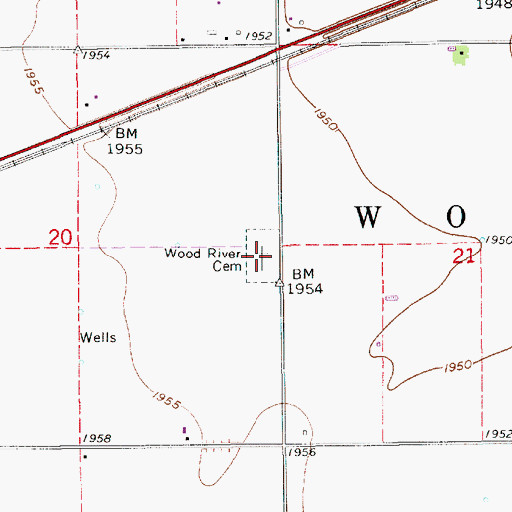 Topographic Map of Wood River Cemetery, NE