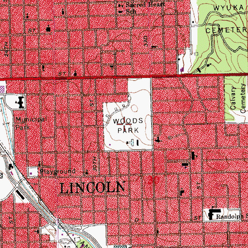 Topographic Map of Woods Park, NE