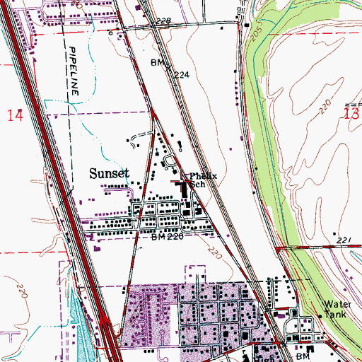 Topographic Map of J S Phelix Elementary School, AR