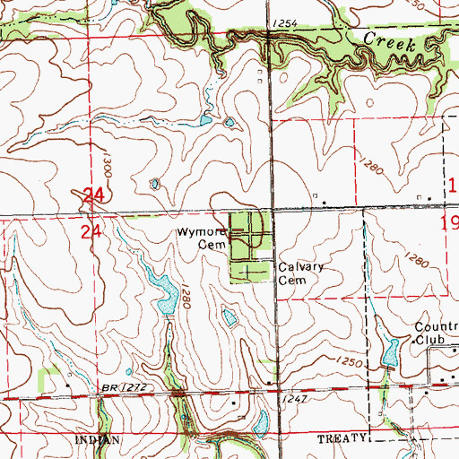 Topographic Map of Wymore Cemetery, NE