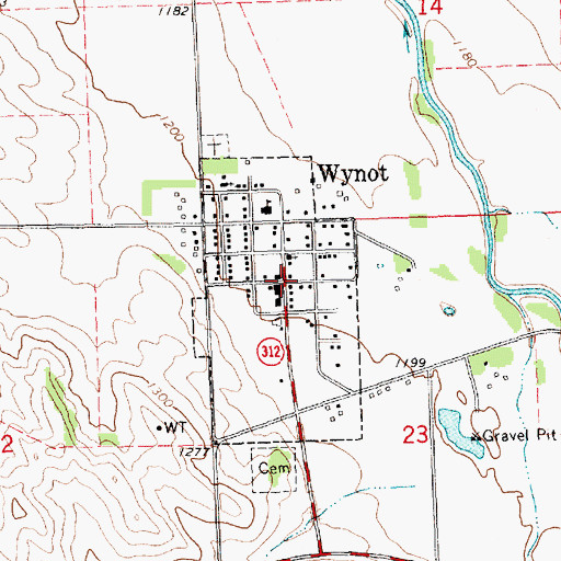 Topographic Map of Wynot, NE