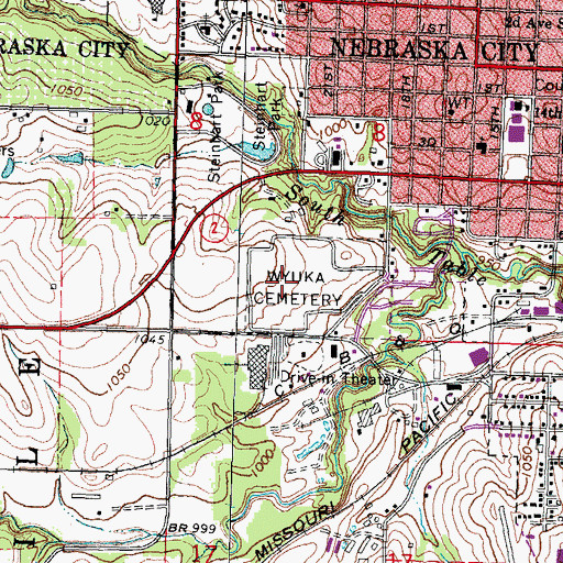 Topographic Map of Wyuka Cemetery, NE