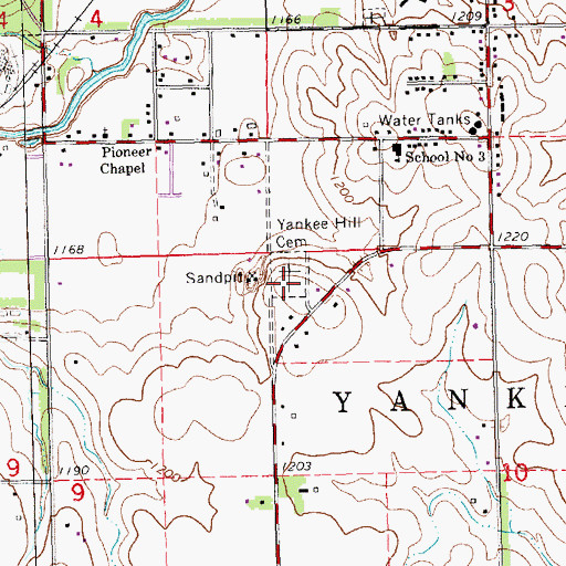 Topographic Map of Yankee Hill Cemetery, NE