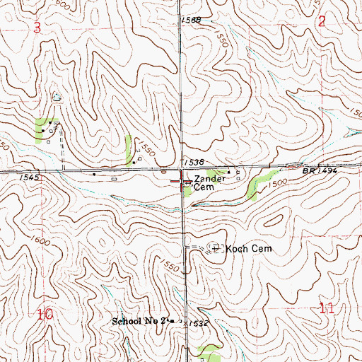 Topographic Map of Zander Cemetery, NE
