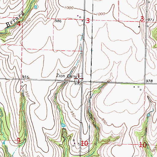 Topographic Map of Zion Cemetery, NE