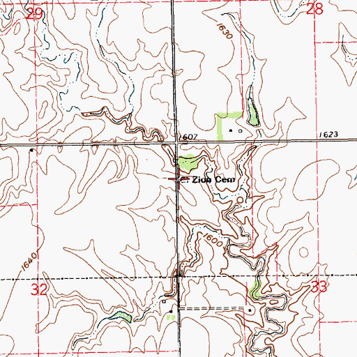 Topographic Map of Zion Cemetery, NE