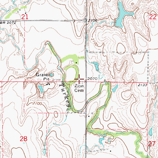 Topographic Map of Zion Cemetery, NE