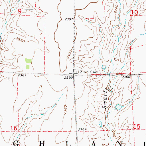 Topographic Map of Zion Cemetery, NE