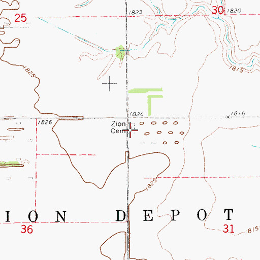 Topographic Map of Zion Cemetery, NE