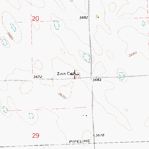 Topographic Map of Zion Cemetery, NE