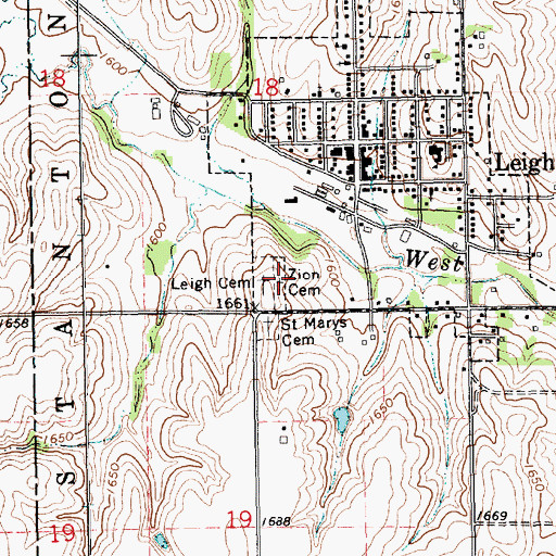 Topographic Map of Zion Cemetery, NE