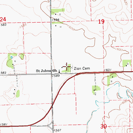 Topographic Map of Zion Cemetery, NE