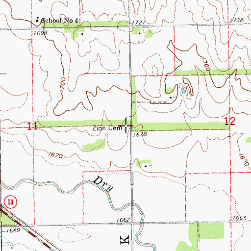 Topographic Map of Zion Cemetery, NE