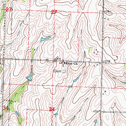 Topographic Map of Zion Church, NE
