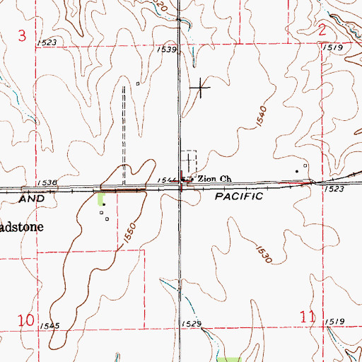 Topographic Map of Zion Church, NE