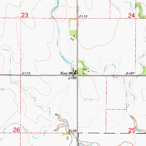 Topographic Map of Zion Church, NE