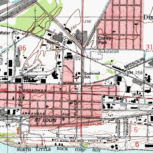 Topographic Map of Redwood Elementary School, AR