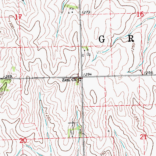 Topographic Map of Zion Church, NE