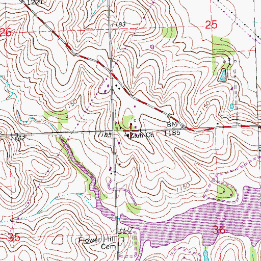 Topographic Map of Zion Church, NE