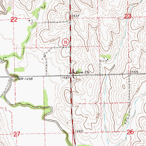 Topographic Map of Zion Church, NE