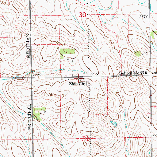 Topographic Map of Zion Church, NE