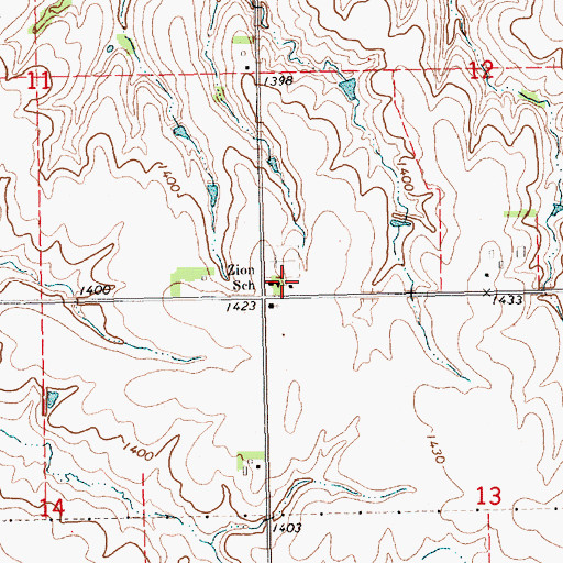 Topographic Map of Zion School, NE