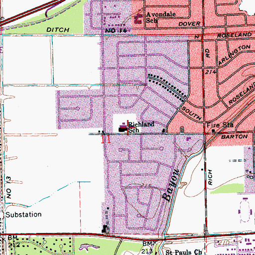 Topographic Map of Richland Elementary School, AR