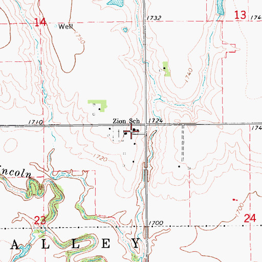 Topographic Map of Zion School, NE