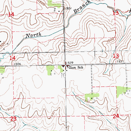 Topographic Map of Zion School, NE