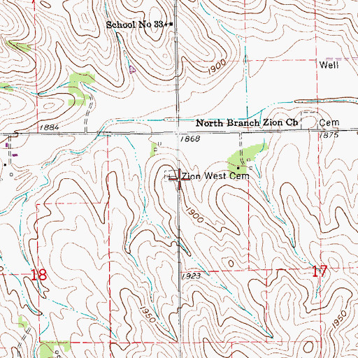 Topographic Map of Zion West Cemetery, NE