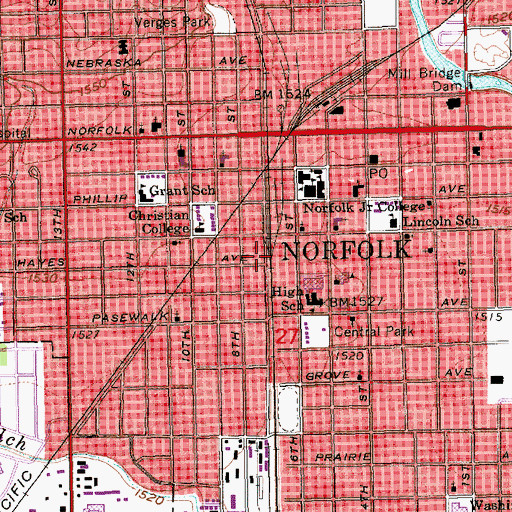 Topographic Map of Norfolk, NE