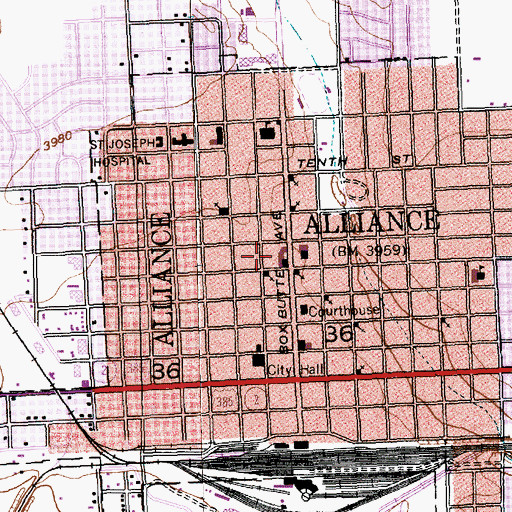 Topographic Map of Alliance, NE